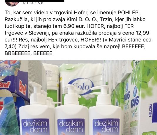 Koronavirus: Poglejte, kako zasoljeno ceno za razkužilo ima trgovec, ki se ponaša s sloganom “več kot fer”!